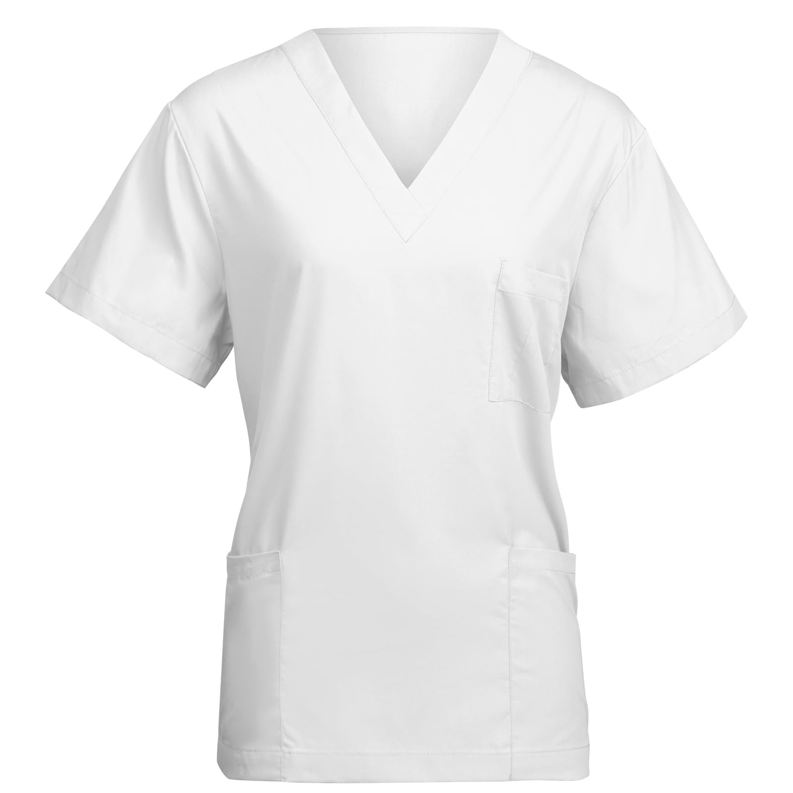 AUYAO Unisex Kasack Medizinische Uniformen OP Kasack Schlupfkasack Pflege Kasacks Damen Kurzarm Medizin Uniform V-Ausschnitt Berufskleidung für Arzt Krankenschwester Krankenpflege Altenpflege (M~L)