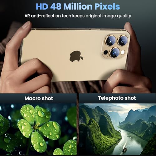 Image of Uyiton Compatible with iPhone 16 Pro /iPhone 16 Pro Max Camera Lens Protector - [Not Easy to Break][Strong Adsorption][Case-Friendly] Metal Tempered Glass Rear Camera Screen Cover - Gold, 2 Pack