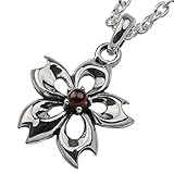 [Binich] ビニッチ サクラ ポイント ガーネット ペンダント (3mmアズキチェーン 45cm付き) ネックレス メンズ 桜