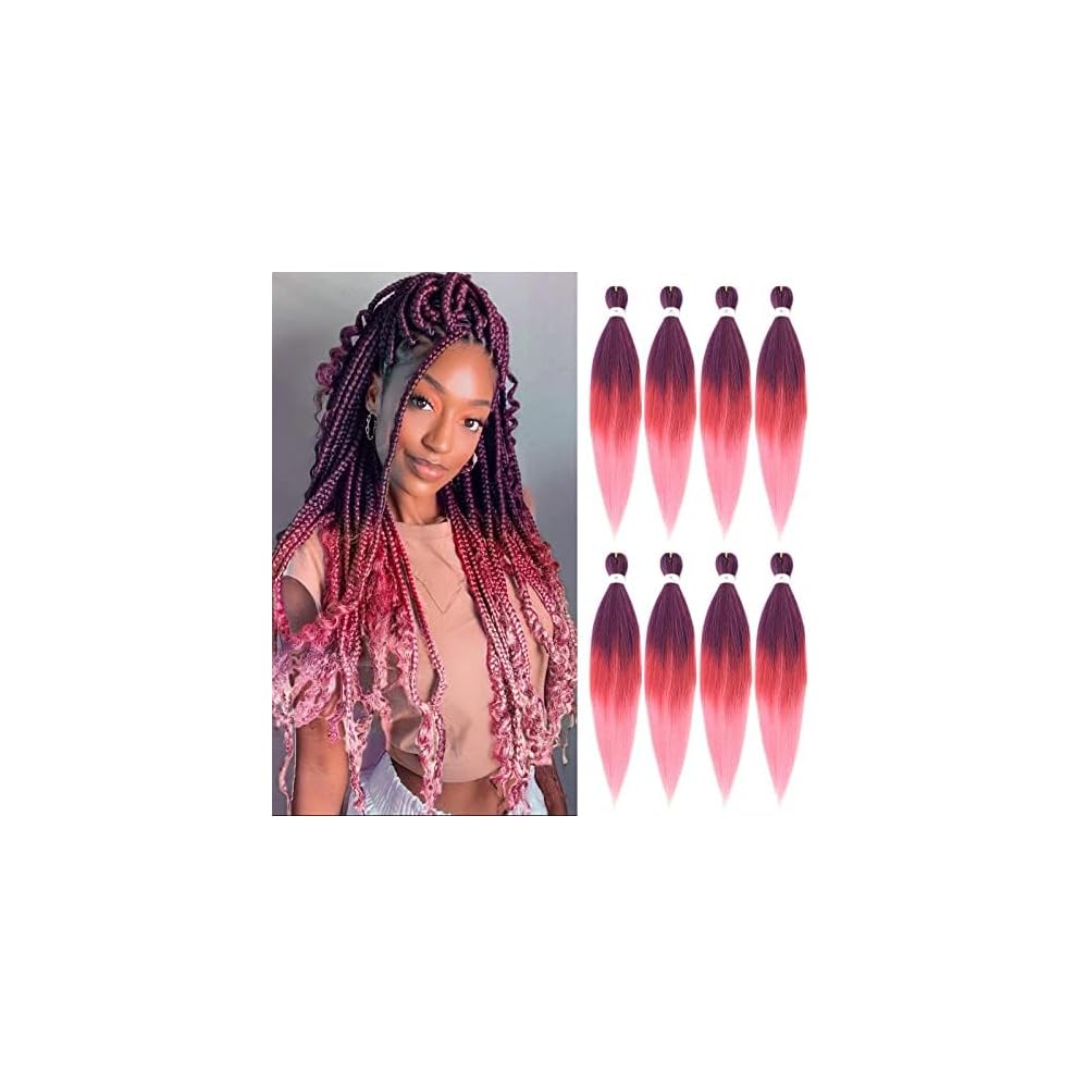 Beyond Beauty Braiding Hair pre stretched, Braids Synthetic Fiber Ombre Yaki Texture, Natural Easy Twist Braids Crochet Hair Hot Water Setting hair extensions