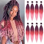 Beyond Beauty Braiding Hair pre stretched, Braids Synthetic Fiber Ombre Yaki Texture, Natural Easy Twist Braids Crochet Hair Hot Water Setting hair extensions