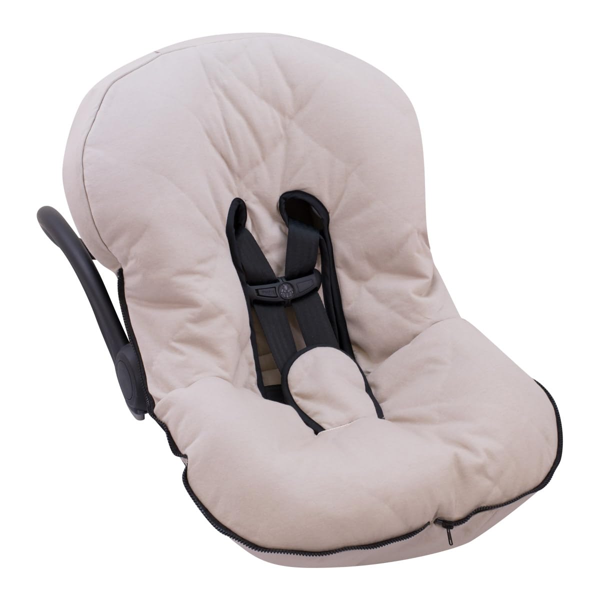 JYOKO KIDS Funda + Saco para portabebés y capazo Bebé Impermeabilizado en su interior, Algodón Orgánico (Beige Bigotes, Algodon)
