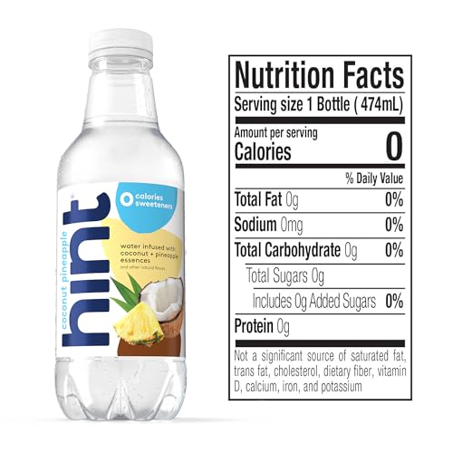 Image of Hint Fruit-Infused Bottled Water, Coconut Pineapple - Sugar Free Flavored Water with Zero Calories, Naturally Flavored, and No Artificial Sweeteners - 16 Fl Oz (Pack of 12)