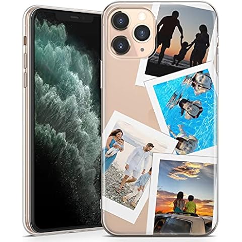 TULLUN Personalised Custom Photo Collage Your Own Image Soft TPU Rubber Phone Case For iPhone - Four Photos - for iPhone 12/12 Pro Cover
