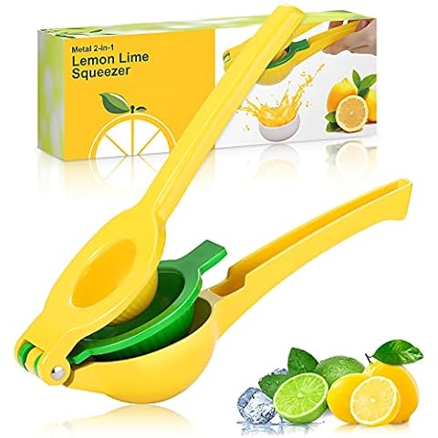 WONSEFOO Lemon Squeezer Manual, Heavy Duty, 2-In-1 Premium Quality Metal Lemon Orange Lime Citrus Hand Press Juicer, Robust Design, Easy to Clean, Safe Faster and Effective Fruits Juicing Cover