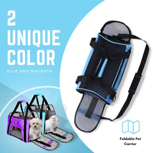 Buraq-Foldable-Pet-Carrier-Breathable-Soft-SidedAirline-Approved-for-Travel-Hiking-and-Outdoor-Suitable-for-Kittens-Puppy-Sky-Blue-Foldable-Pet-Carrier