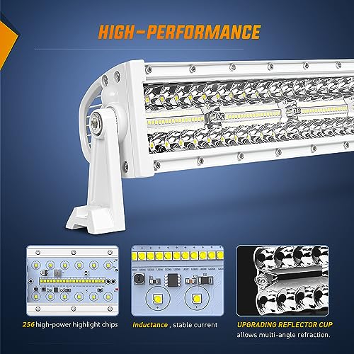 Image of Nilight Marine LED Light Bar Navigation Lights 33 Inch Curved White Spot Flood Combo Ponton Boat Deck Dock Lighting for Night Fishing T-top Stern Yacht Sailboat Trucks Tractors