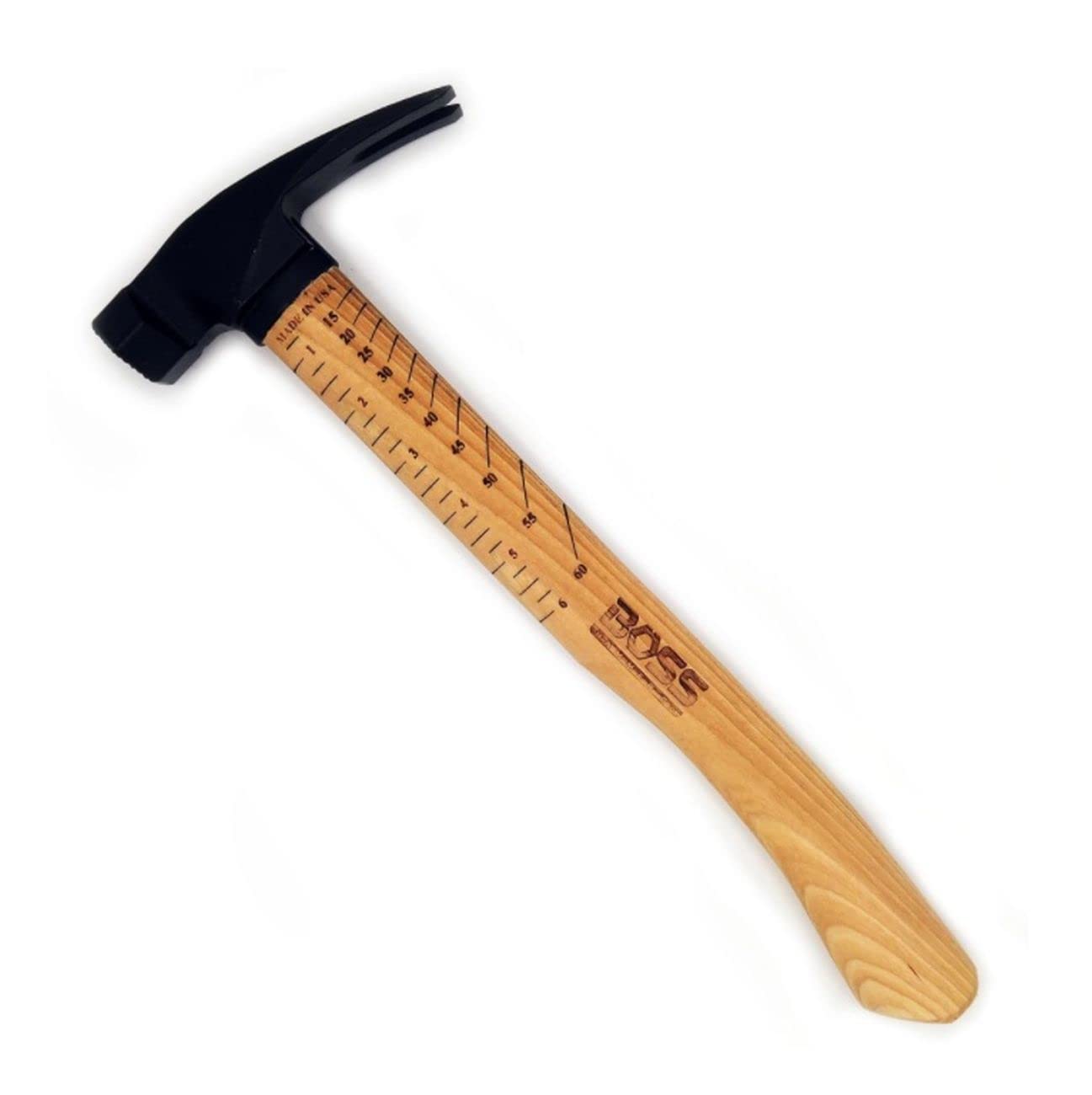 Boss Hammer 18 oz. Premium 4340 Steel Rip Claw Hammer - Tennessee Hickory Handle, Cerakote Finish, Smooth Face - Made in the USA - BH18STHI16S