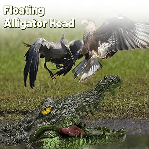 Wsevypo Novelty Floating Crocodile Decoy Resin Animals Statues Spoof Toy Garden Statues For Courtyard Park Pond Garden Decor (Army Green, 80Cm*14Cm*12Cm) #TOP3