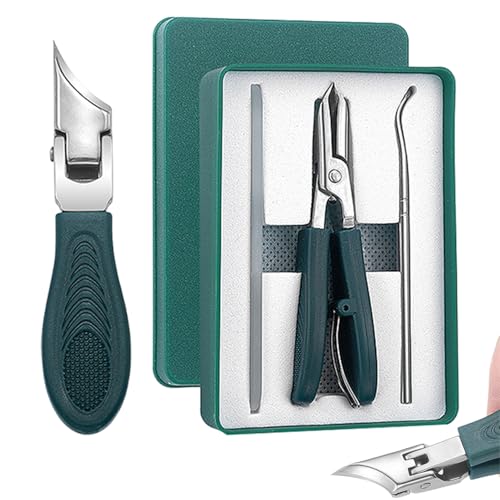 Slanted Nail Clipper, 3 Piece Green Eagle Beak Nail Clipper Set, Eagle Beak Nail Clippers, Heavy Duty Wide Jaw Opening Anti-Splash Slanted,