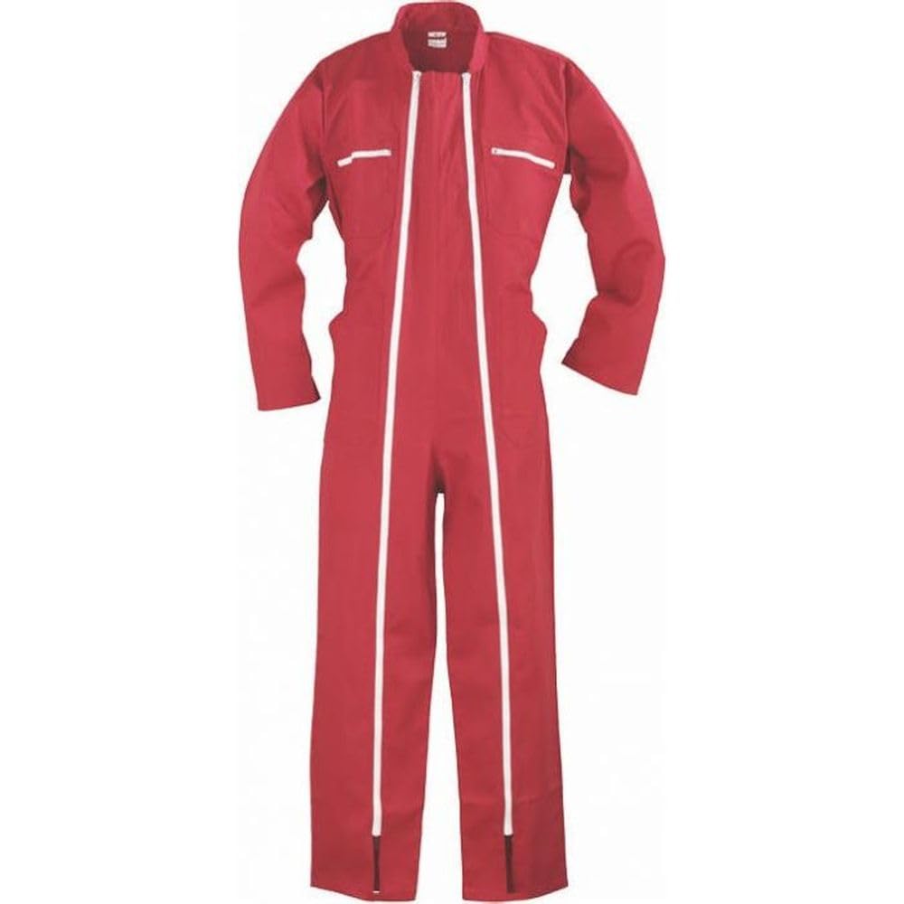 Sacla Mono de trabajo para hombre con 2 cremalleras, polialgodón, rojo, 245 g/m²