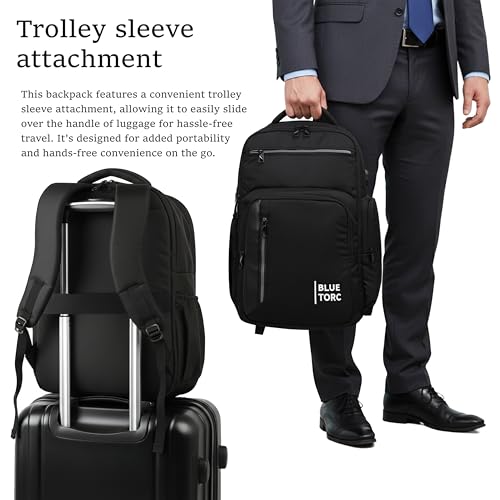 Image of Laptop Backpack 30L BTB05 | 16-Inch Laptop Bag with USB Charging | Unisex Office, College & Travel Backpack, Suitcase Opening, 1-Year Warranty - Black