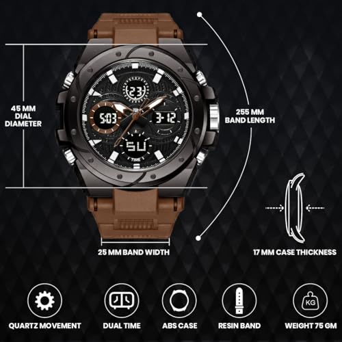 Image of V2A Stryke-VOLTRIX 5130 Analog-Digital Sports Watch for Men | Layered Dial Design | Bold Urban Performance Watch with 50M Water Resistance, Alarm, Stopwatch, Day-Date & Backlight