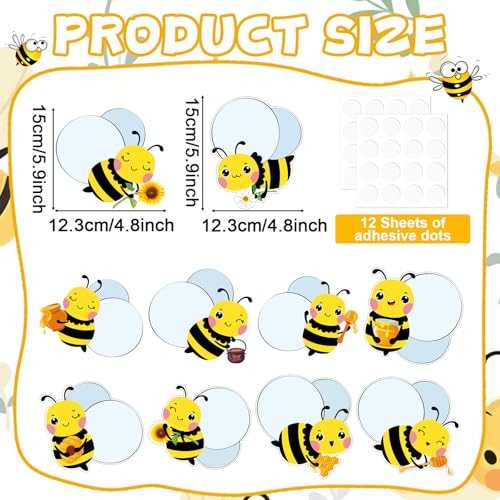 Image of gisgfim 80Pcs Bee Cutouts Summer Honey Bee Decorations Bulletin Board Summer Honeybee Paper Cut-Outs Classroom Decor for Boy Girl DIY Craft Photo Wall Kindergarten Preschool Party Favor Supply