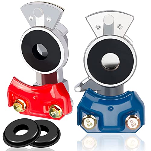 KOOTANS 1 Pair Aluminum Glad Hands with Glad Hand Seals Universal Red Blue Emergency & Service Gladhand Kit for Semi Truck Trailer Tractor Air Hose