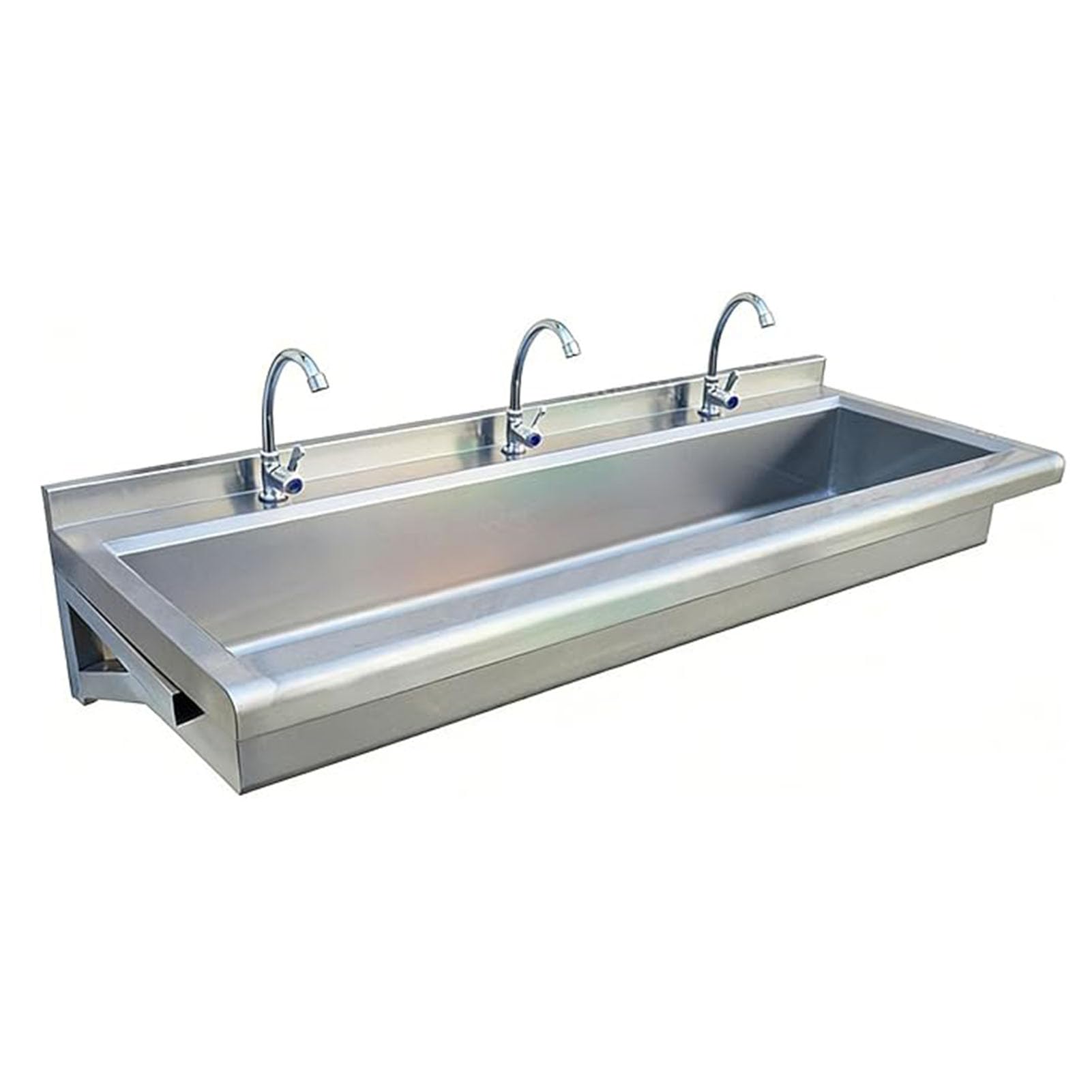 Fregadero comercial de acero inoxidable montado en pared con cubeta profunda y grifo para exterior