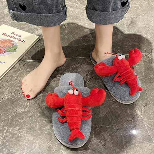 Women Lobster Animal Slippers Fuzzy Memory Foam Slippers Cozy Cute Funny House Shoes for Ladies Anti-slip Fur Plush Winter Bedroom Home Slipper Adult Indoor4