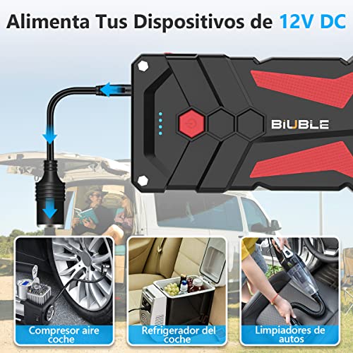 BIUBLE 3000A 26800mAh Arrancador de Coches, Arrancador de Baterias de Coche 12V(para Todo Gasolina o 8.0L de Diésel), Jump Starter con Luz LED, Carga Rápida 3.0, Espera Larga