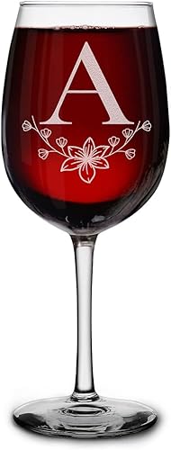 Miniatura 7 de shop4ever Monogram Engraved Initial Stemmed Wine Glass 16 oz. Personalized Custom Drinks Gift for Women &amp; Men, on Birthday, Special Occasions, and