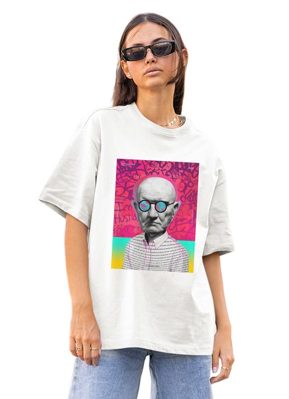 mr looteraWomen's Oversized Printed T-Shirts Oversize t Shirt downshoulder Down-Shoulder Drop Oversized for Women 100% Cotton