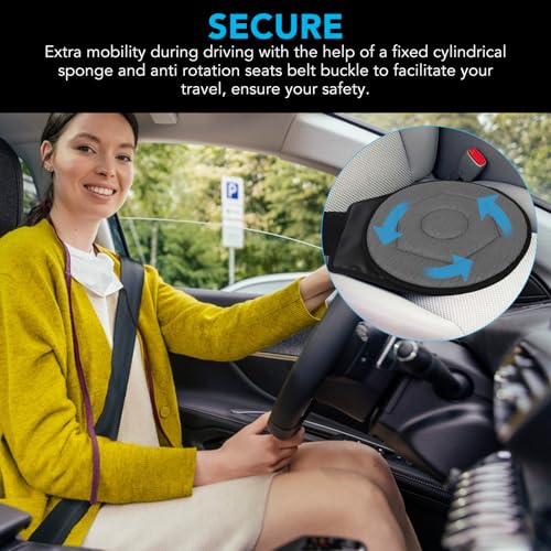 Image of 360 Degree Rotating Car Cushion for Elderly Pregnant Woman Children, Portable Round Seat Pad, Rotating Car Swivel Seat Cushion, Rotatory Chair Pad (Grey)
