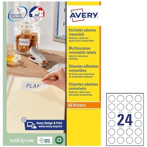 Avery Customisable Removable Round Labels Cover