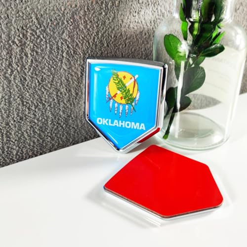 Image of Newperlite Oklahoma Flag Decal Sticker Car Emblem Oklahoma Flag Car Decoration Accessories Chrome Shield for Truck Vehicles Cars, 2 Pack