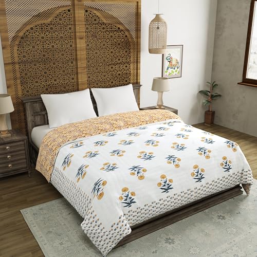 Image of BLOCKS OF INDIA Hand Block Printed Cotton King Size Quilt /Rajai | Design 46