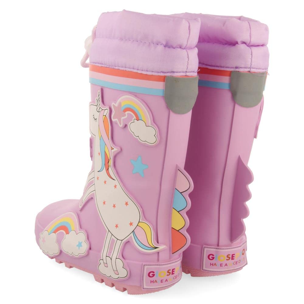 Botas de Agua Malva con Estampado de Unicornio para niña y niño kinloss