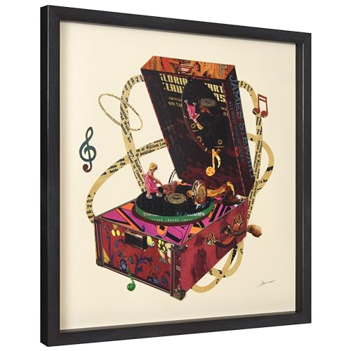Empire-Art-Direct-Wind-Up-78-Hand-made-dimensional-music-box-art-collage-under-glass-encased-on-a-black-shadow-box-frame-Ready-to-Hang-Living-Room-Bedroom-Office-25-x-25-x-14 Empire Art Direct Wind Up 78 Hand made dimensional music box art collage under glass encased on a black shadow box frame Ready to Hang Living Room Bedroom Office 25 x 25 x 14