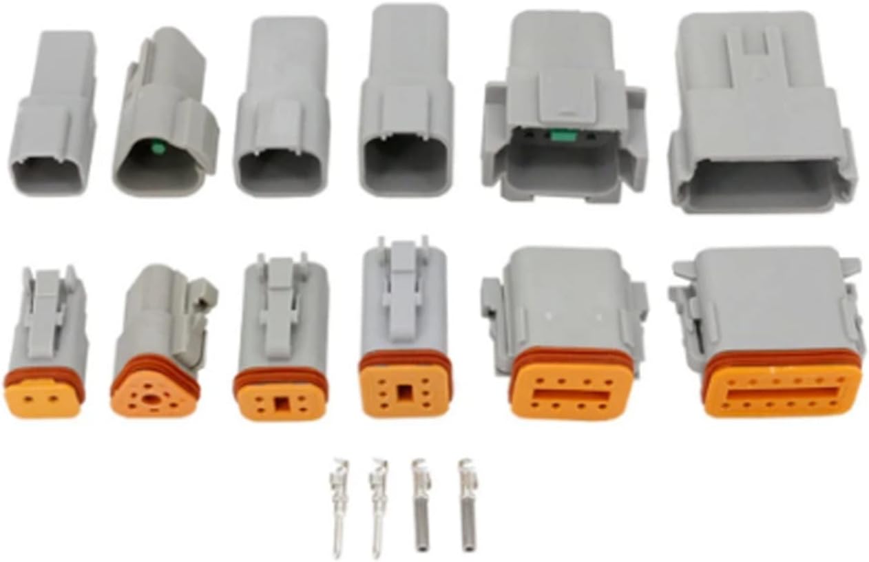 100 Sets DT06/DT04 2/3/4/6/8/12 Pin Engine/Gearbox Waterproof Electrical Connector Compatible With Car, Compatible With Bus, Compatible With Motor, Compatible With Truck(Gray 3P 100 sets)