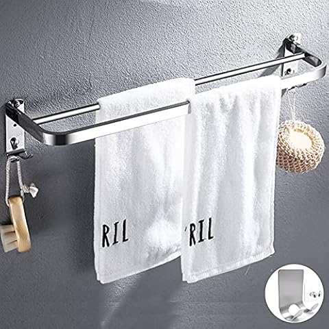 Toallero Baño Adhesivo Doble Gancho 40cm Cover