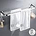Portasciugamani,Porta Asciugamani da Bagno,Portasciugamani da Parete con due Portasciugamani e Gancio di Design,Acciaio Inox, Portaasciugamano da Bagno Senza Foratura（40cm)