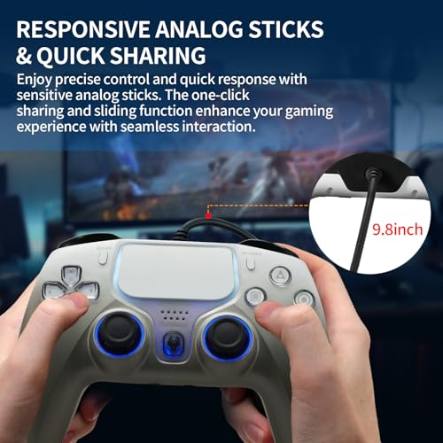 Image of NBCP PS5 Wired Controller with Turbo, Hall Effect Triggers, Dual Vibration, 3.5mm Audio Jack Gamepad for PS5 /PS4 /PC /Steam Gaming
