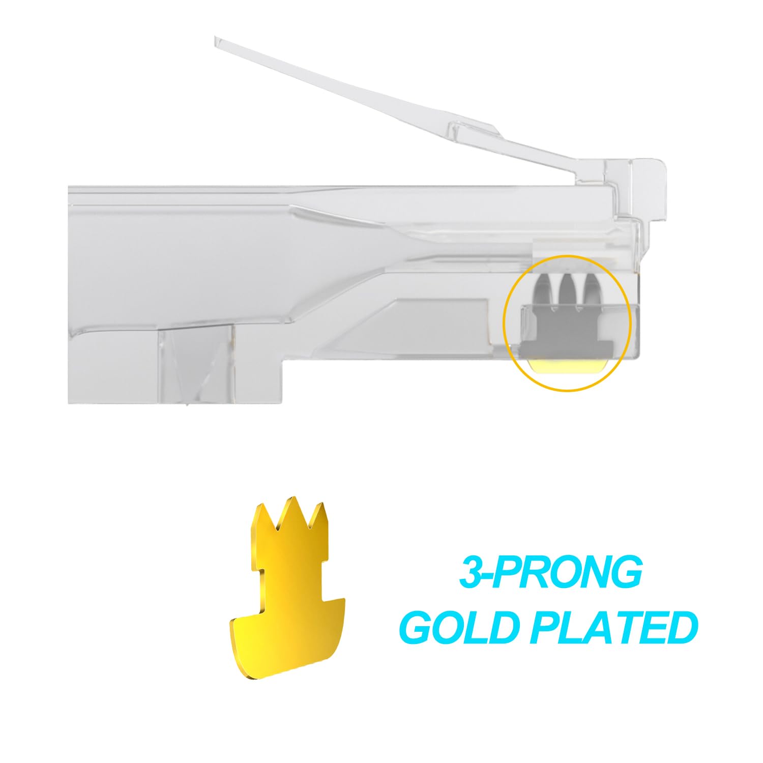 Lot de 50 connecteurs RJ45 Cat 6 - Connectivité transparente pour câble Ethernet UTP solide ou toronné (50, catégorie 6)