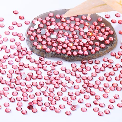 Image of Rose Flatback Rhinestones, Glass Rhinestones for Nail Art and Craft, Glue Fix, Loose Crystal Gemstones(Rose, SS30, 576pcs, 6.4-6.6mm)