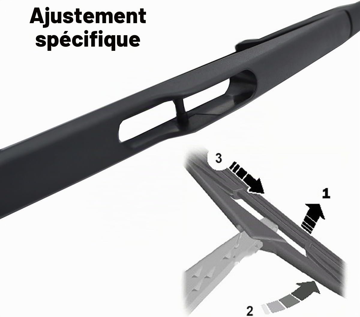 Kit de 3 Essuie-Glaces Compatible avec Peugeot 2008 A94 (2013-2018) | Avant 26"+16" & Arrière 12" | Silencieux