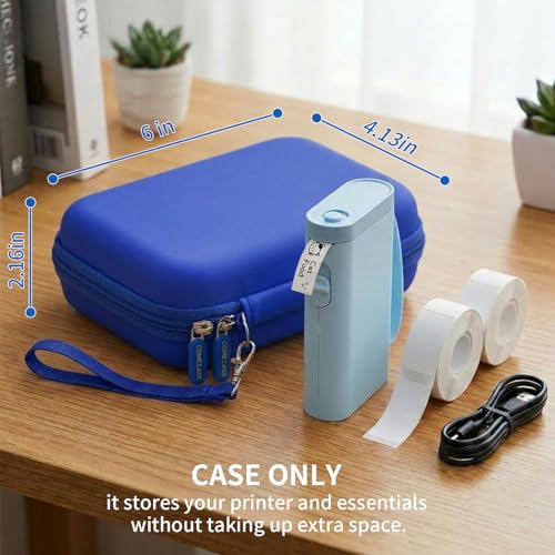 Image of Comecase Case Compatible with Nelko P21 / for Phomemo D30 D35 Label Maker Machine, for JADENS D11 / for SUPVAN Mini Labeler Sticker, Labler Maker Storage for Tape&Accessories (Deep Blue)