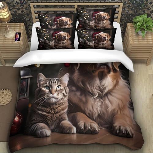 Housse de couette hypoallergique chien de Noël lit single - 5