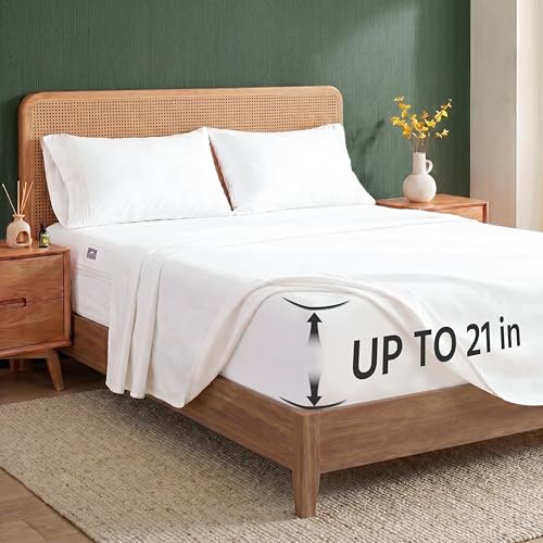 Popfavor Deep Pocket Twin XL Sheet Set, Cooling Bedding with Side Pockets - image 1