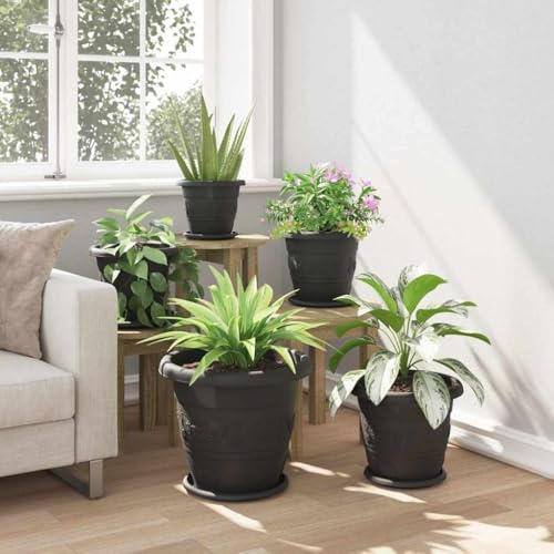 Pot à fleurs rond au design moderne noir pour décorations épurées - 5