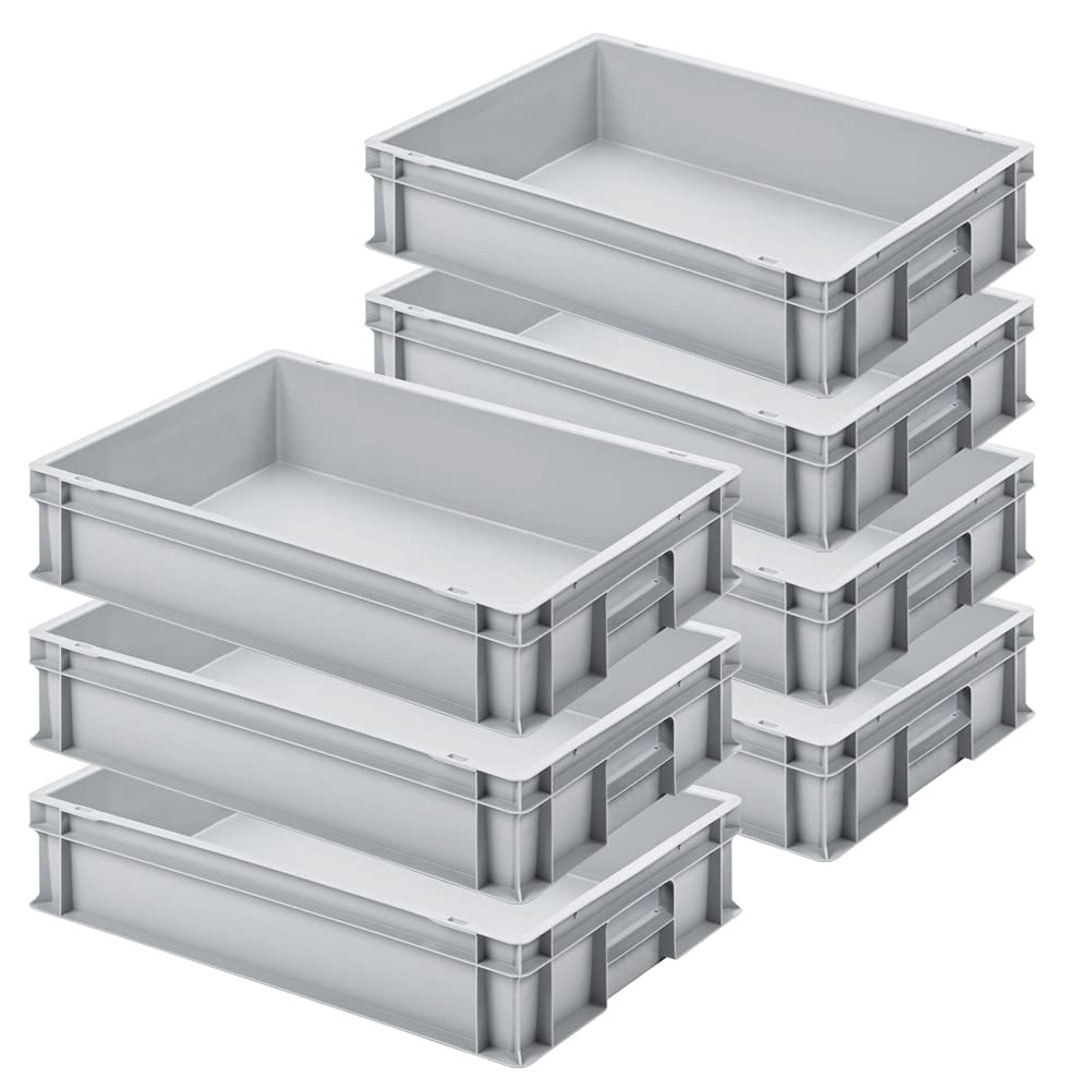 BRB 7 Eurobehälter mit 2 Griffleisten, LxBxH 600x400x120 mm, grau