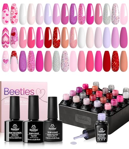 Beetles Pink Gel Polish Set Spring 20 Colors Hot Pink Alluring Sw...