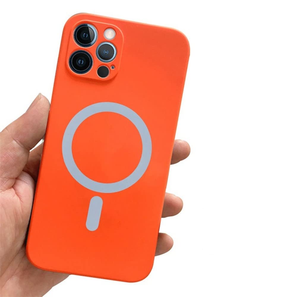 Coque silicone iPhone 12 Pro Max orange compatible charge MagSafe - 6