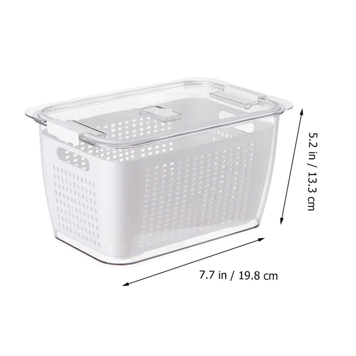 RORPOIR Large Capacity Double Food Storage Container with Lid Practical Draining Box for Fruits Vegetables and More White Pantry Organizer and Storage Solution
