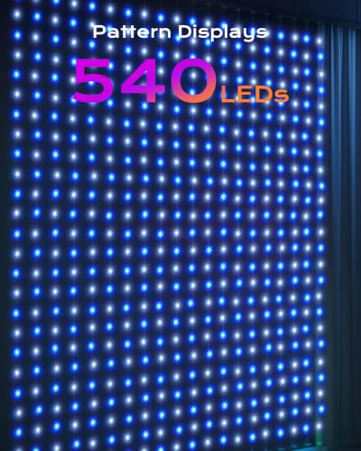 Image of Brightown 540 LED RGB Smart Curtain Fairy Lights with Remote, 4.9x6.6ft | Color Changing Christmas String Lights with 8 Modes & Timer, IP65 Waterproof Curtain Lights for Bedroom Window Party Holiday