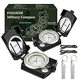 INMAKER Compass, Compass Hiking with Survival Whistle, Luminous Compass Gift for Kids, Apply to Outd