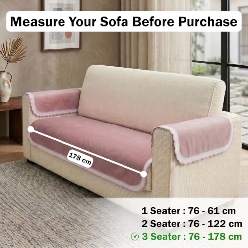 Image of Story@Home Velvet Sofa Cover 3 Seater Set (76x178cm) with Arm Rest Covers |Anti Slip Sofa Mat 3 Seater for L Shape Sofa Cover |Measure Your Sofa & Create Your Custom Set - Ombre Dusty Coral Palette