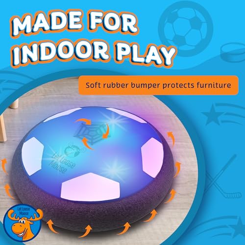 Let Loose Moose Hockey & Hover Soccer Ball Indoor 3-in-1 Set for Kids Aged 4-6, 6-8, 8-12 - Indoor Hockey and Soccer Toys Game Set for Boys and Girls