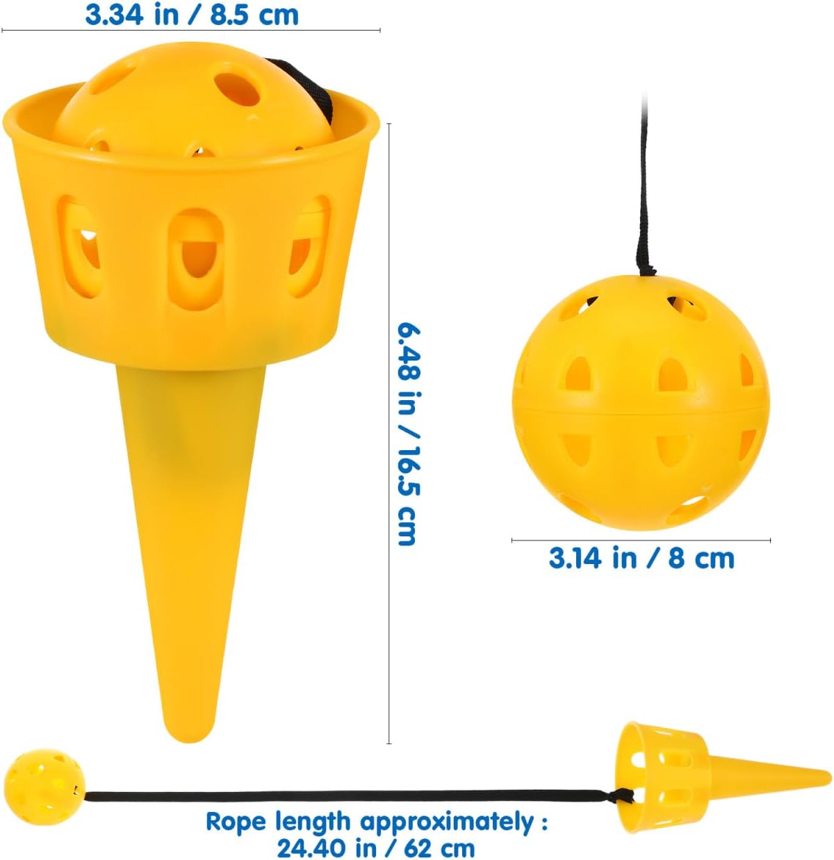 Scoop Ball Toss and Catch Game for Kids, Outdoor Activities Ball and Device Launcher Toy Set, Hand Eye Coordination Exercise Backyard Yard Games, Blue Yellow Vibrant Colors for Boys Girls (6 Sets)